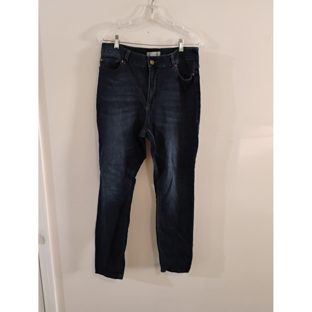 St. John's Bay Womens High Rise Skinny Jeans Dark Indigo Blue Size 14